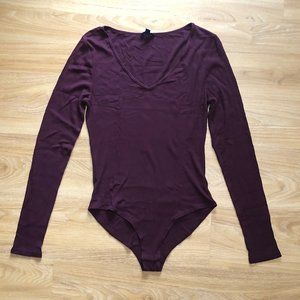 Aeropostale Maroon Ribbed Bodysuit Large